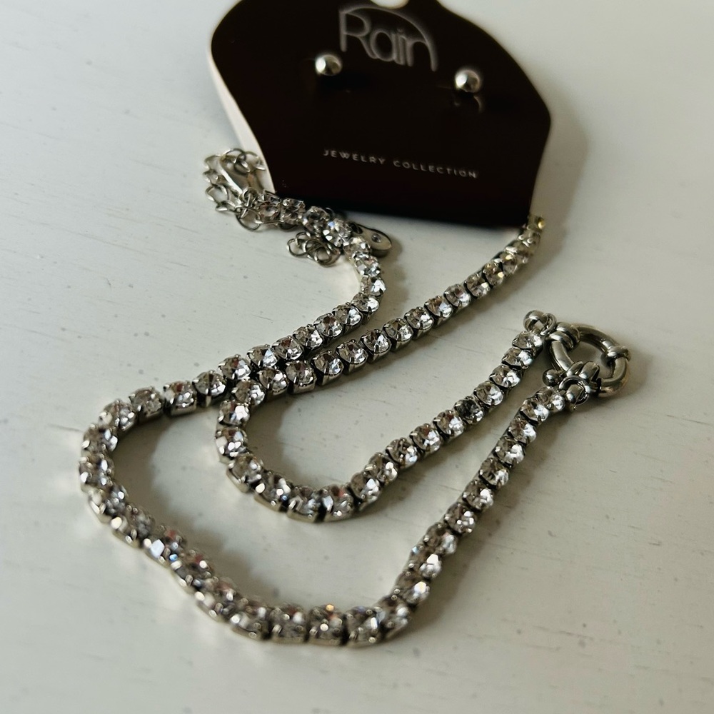 Rain SilverJewelry Crystal Stone Necklace & Earring Set NWT Gift Ready Party - Picture 9 of 11
